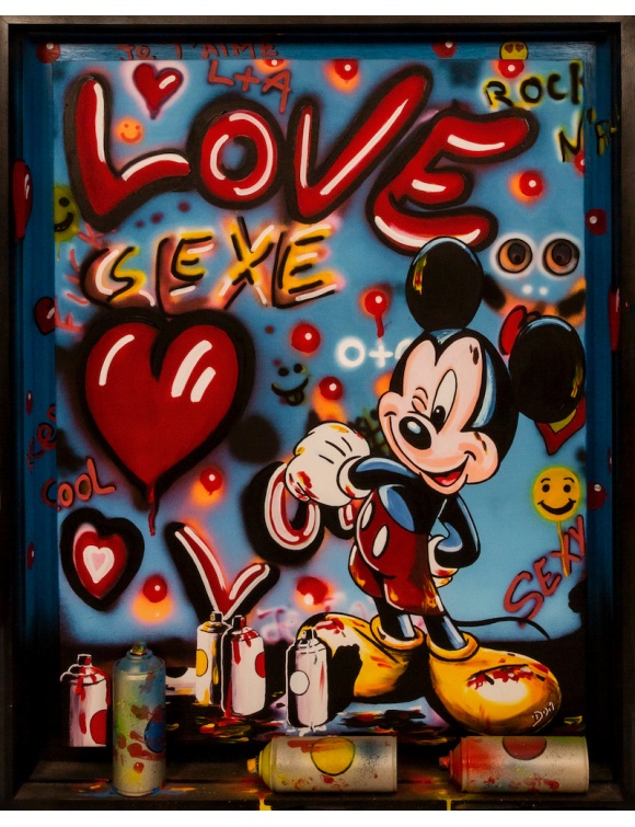 Tableau Mickey Love Sexe petit format encadrement americain
