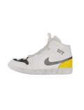 Sneakers Air Jordan 1 blanches jaunes et noires Off White Classique customisées