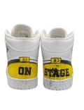 Sneakers Air Jordan 1 blanches jaunes et noires Off White Classique customisées