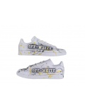 Sneakers Stan Smith blanches splashs gris jaunes Off white customisées