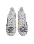 Sneakers Stan Smith blanches splashs gris jaunes Off white customisées
